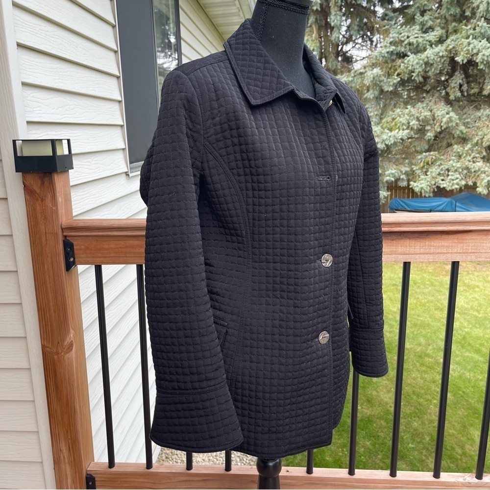 Esprit Quilted Jacket Full Zip Pockets Black Women’s Large Button Lined Y2K - Picture 3 of 13